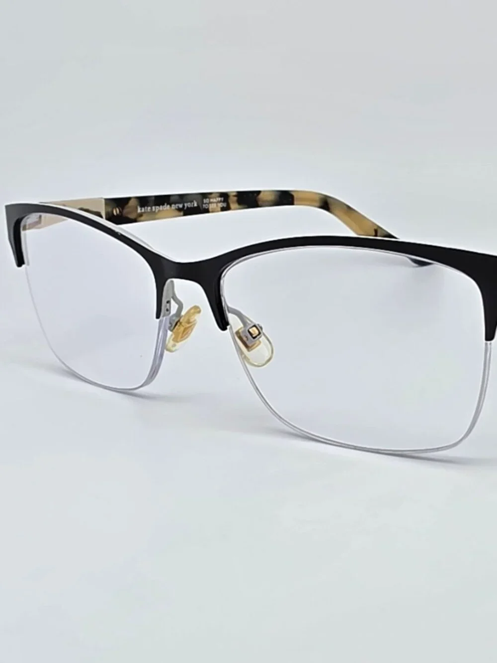 Kate Spade Glorianne Black Havana Semi Rimless Cat Eye Eyeglasses Frame 53mm